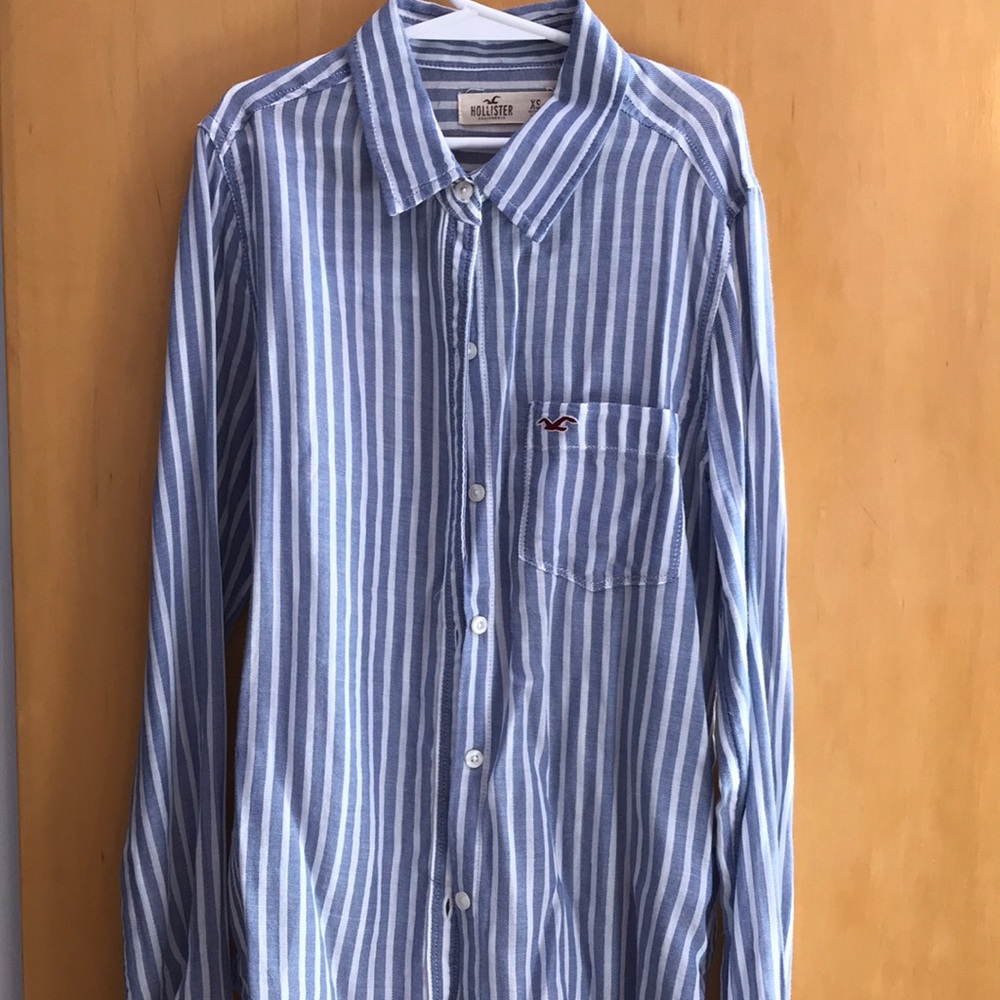 Hollister Blue Striped Button Up